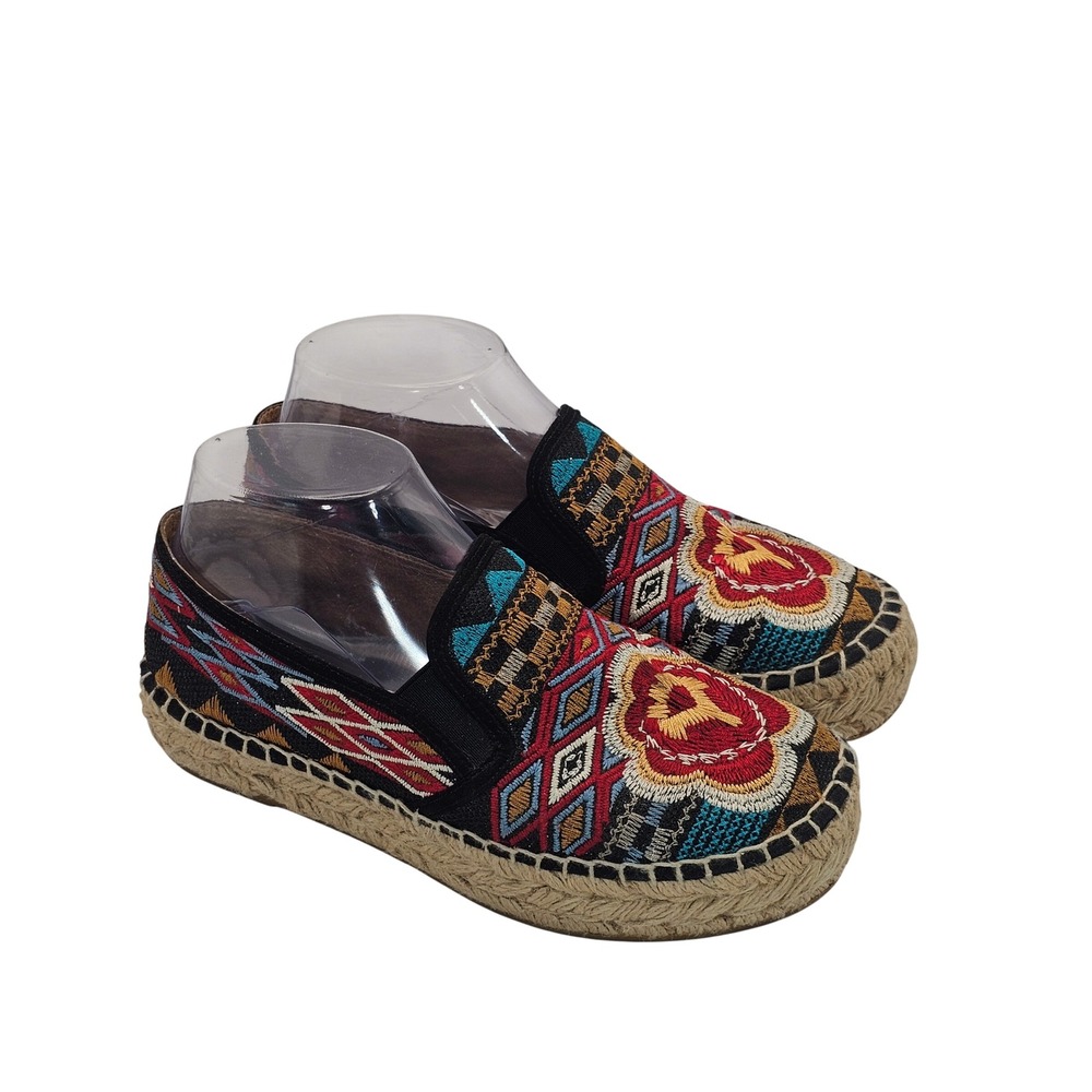 Johnny Was Aldorna Espadrille Slip On Shoes 37/6.5 Boho Tribal Embroidery Spain